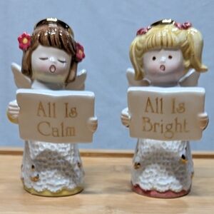 Vintage Napcoware Ceramic Christmas Carol, Chior Singing Angels.Set Perfect Cond